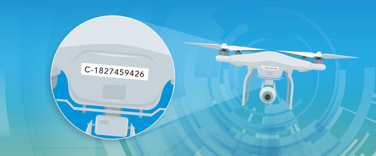 Illustrations des immatriculés et marqués pour drones